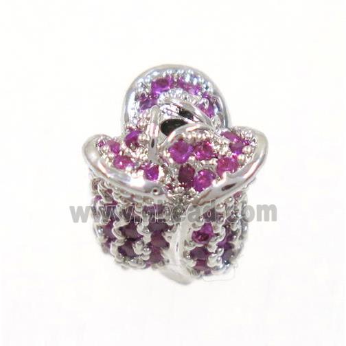 copper flower bead paved zircon, platinum plated