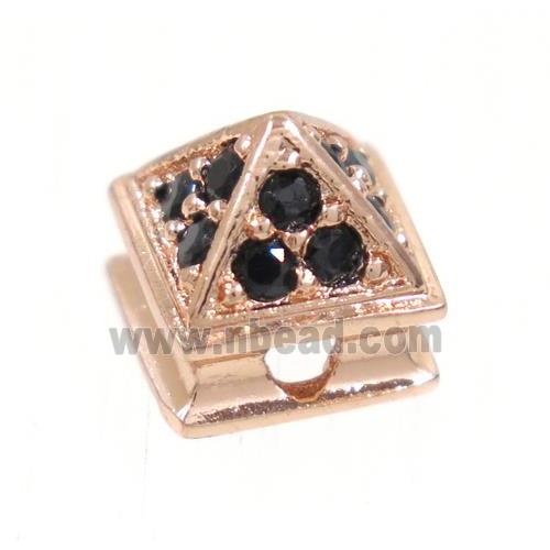 copper bead paved zircon, rose gold