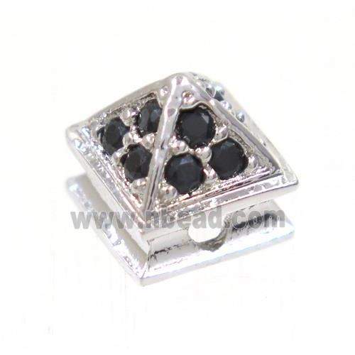 copper pagoda bead paved zircon, platinum plated