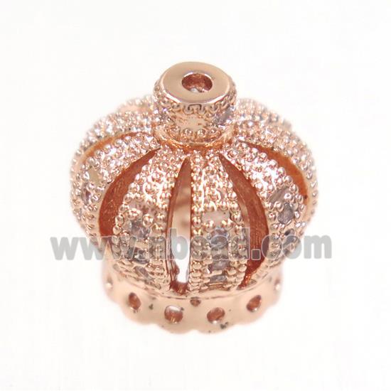 copper crown tassel bail paved zircon, rose gold