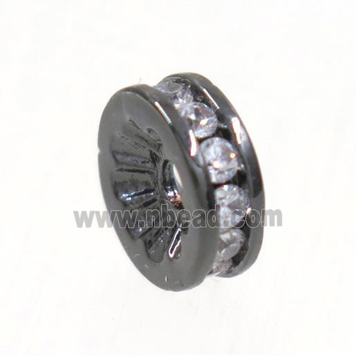 copper heishi beads paved zircon, black plated