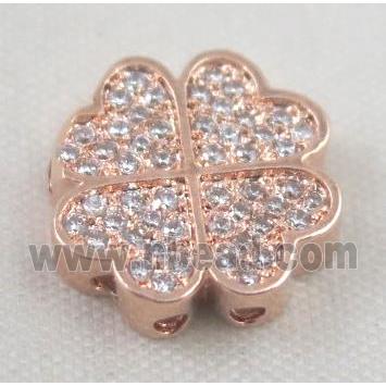 Zircon copper spacer bead, rose gold plated