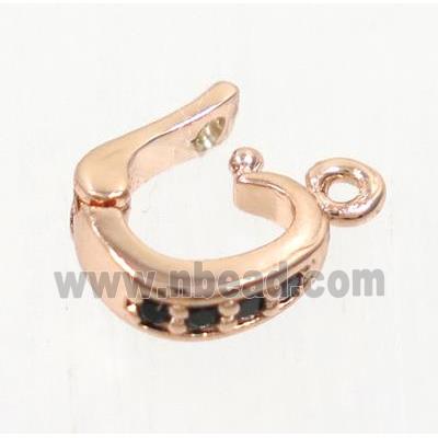 copper clasp paved zircon, rose gold