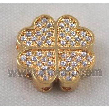 Zircon copper spacer bead, gold plated