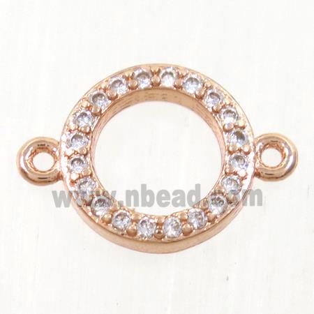 copper circle connector paved zircon, rose gold