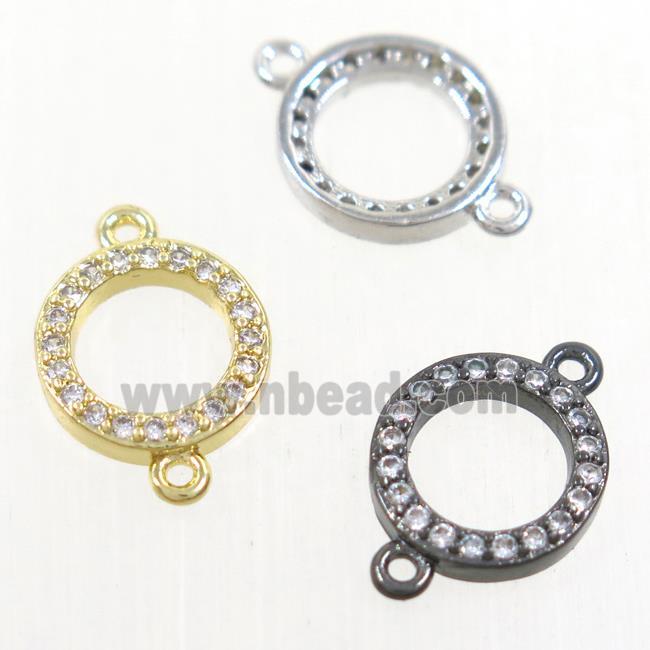 copper circle connector paved zircon, mix color