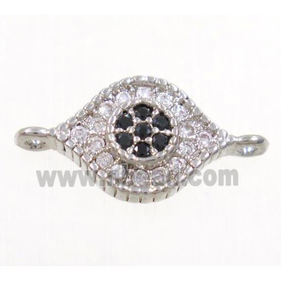 copper eye connector paved zircon, platinum plated