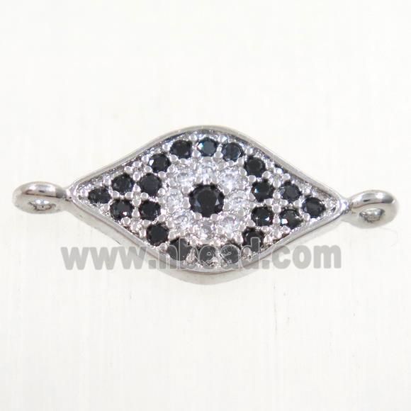 copper eye connector paved zircon, platinum plated