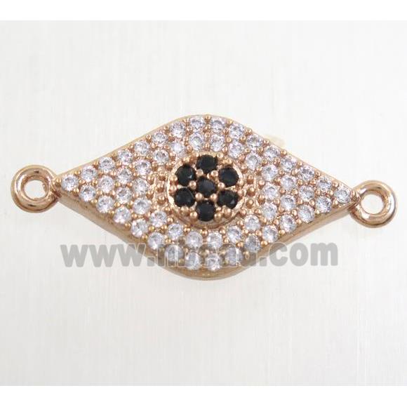 copper eye connector paved zircon, rose gold