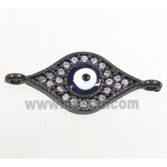 copper evil eye connector paved zircon, black plated