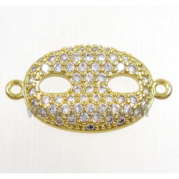 copper eyepatch connector paved zircon, gold plated