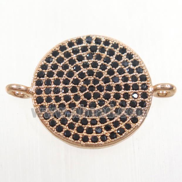 copper circle connector paved zircon, rose gold