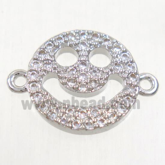 copper Emoji connector paved zircon, platinum plated