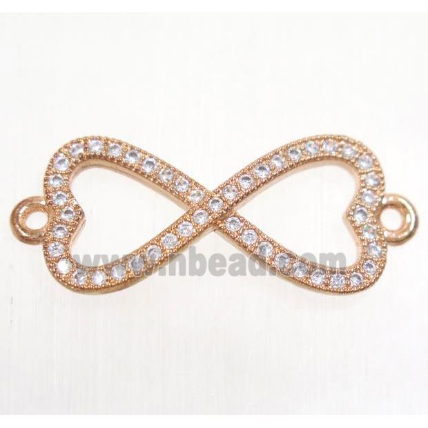 copper infinity connector paved zircon, rose gold