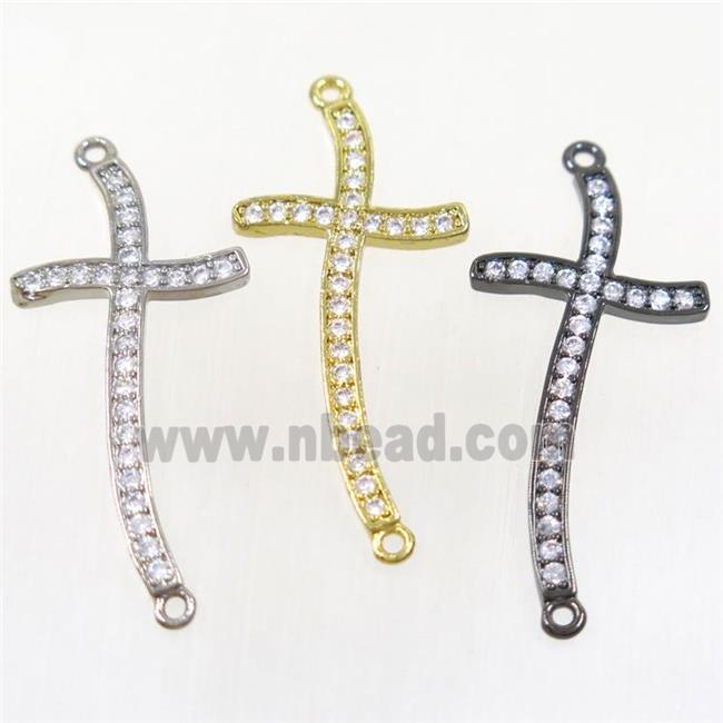 copper cross connector paved zircon, mix color