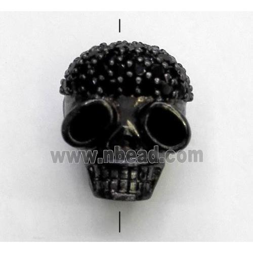 copper spacer bead paved zircon, skull