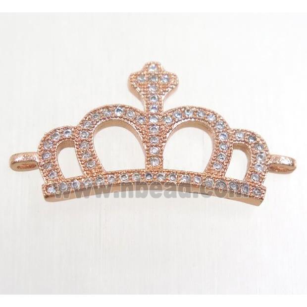 copper crown connector paved zircon, rose gold