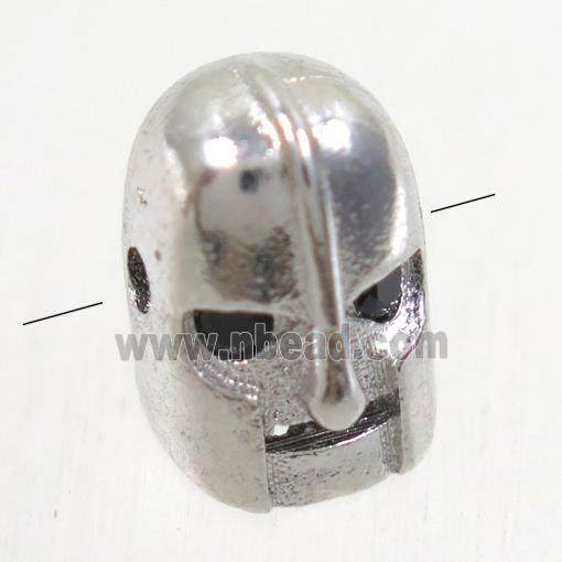 copper helmet beads paved zircon, platinum plated