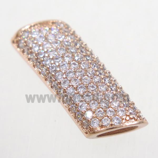 copper tube beads paved zircon, rose gold