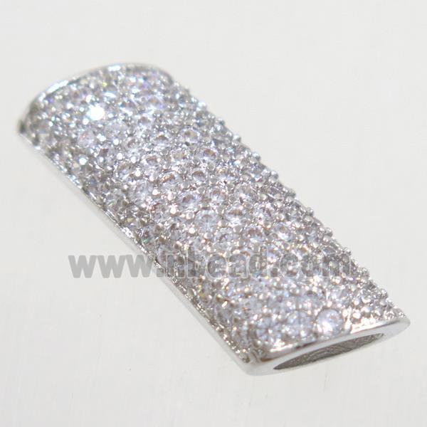 copper tube beads paved zircon, platinum plated