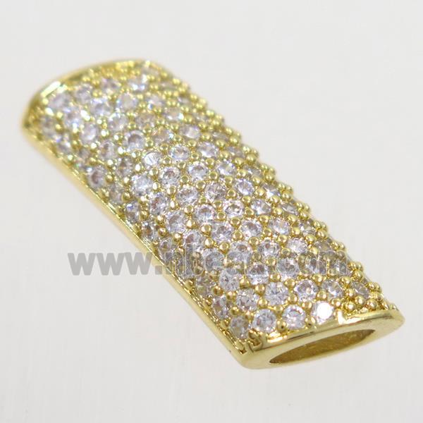 copper tube beads paved zircon, gold plated