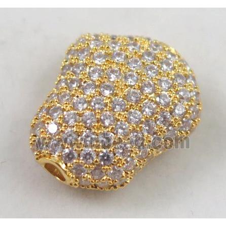 copper spacer bead paved zircon, gold plated