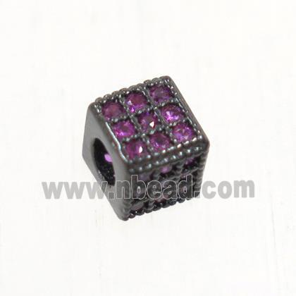 copper cube beads paved zircon, black plated