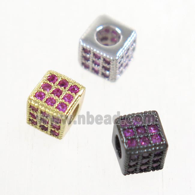 copper cube beads paved zircon, mix color