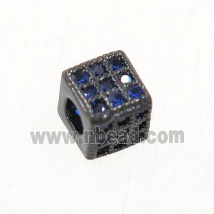 copper cube beads paved zircon, black plated