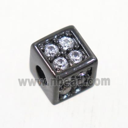 copper cube beads paved zircon, black plated