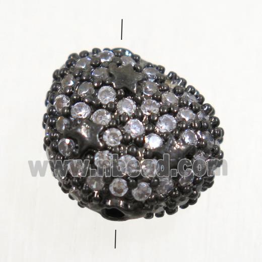 copper potato beads paved zircon, black plated