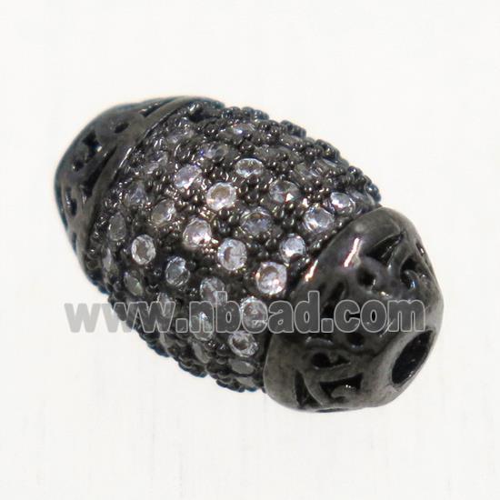 copper rice beads paved zircon, black plated