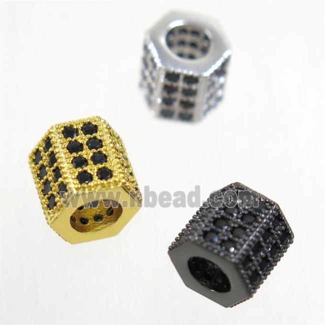 European style copper tube beads paved zircon, mix color