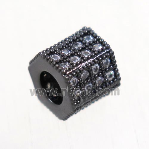 European style copper tube beads paved zircon, black plated