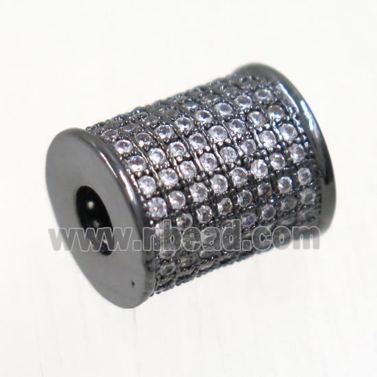 copper tube beads paved zircon, black plated