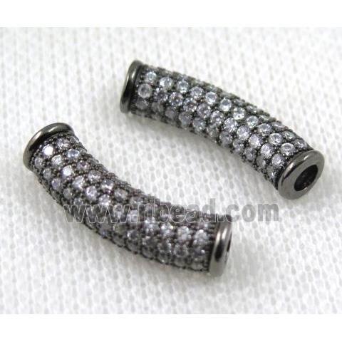 copper tube beads paved zircon, black plated