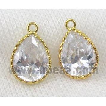 Cubic Zircon teardrop pendant, gold plated