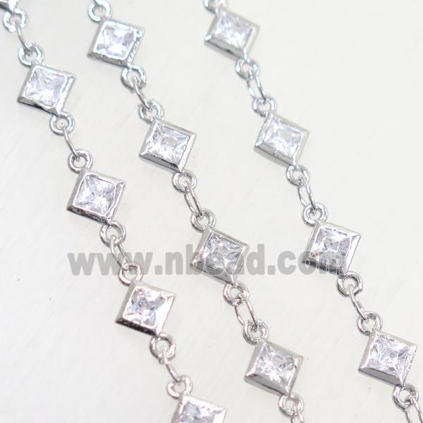 copper chain paved zircon, platinum plated