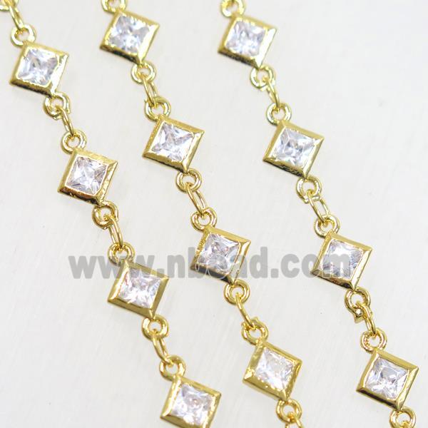 copper chain paved zircon, gold plated