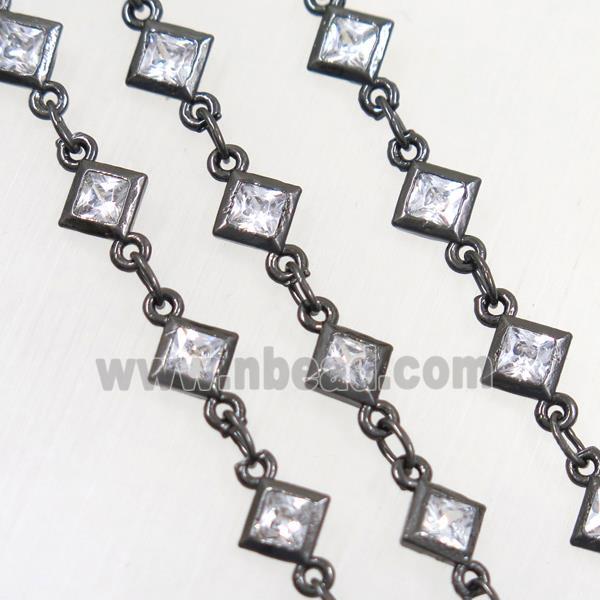 copper chain paved zircon, black