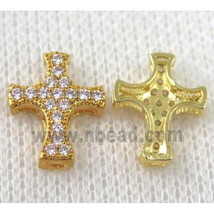 copper spacer bead paved zircon, cross