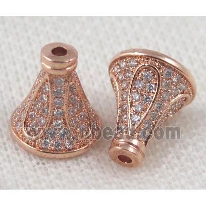 copper tassel bail paved zircon, rose gold