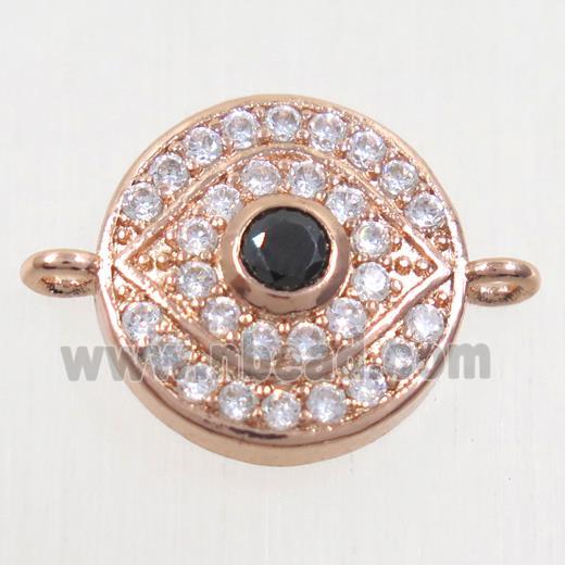 copper eye connector paved zircon, rose gold