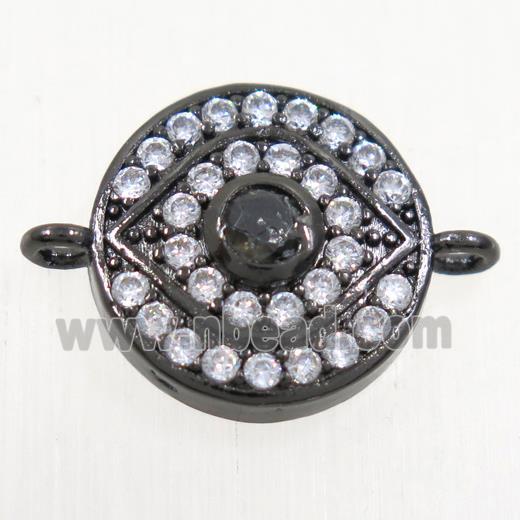 copper eye connector paved zircon, black plated