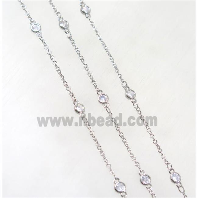 copper chain paved zircon, platinum plated