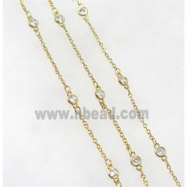 copper chain paved zircon, gold plated