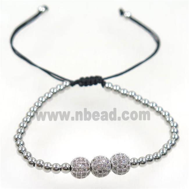 handmade bracelet with nylon wire, zircon bead