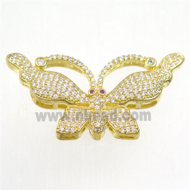 copper butterfly connector paved zircon, gold plated