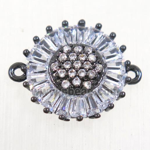 copper sunflower connector paved zircon, black plated