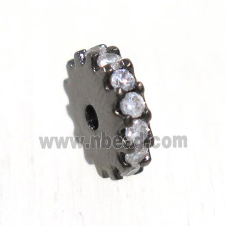 copper rondelle beads pave zircon, black plated